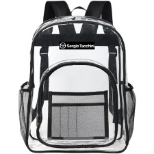 Sergio Tacchini ST Clear Backpack - Transparent See Through School Bag Sergio Tacchini Large Logo