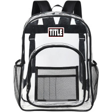 Title Boxing Clear Backpack - Transparent See Through School Bag Title Boxing Large Logo