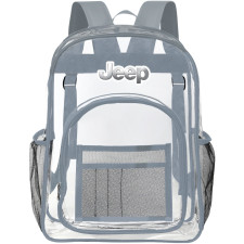 Jeep Clear Backpack - Transparent See Through School Bag Jeep Large Logo