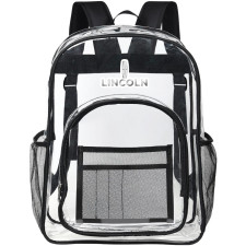 Lincoln Clear Backpack - Transparent See Through School Bag Lincoln Large Logo
