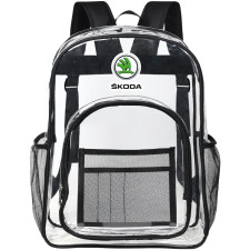 Skoda Clear Backpack - Transparent See Through School Bag Skoda Large Logo