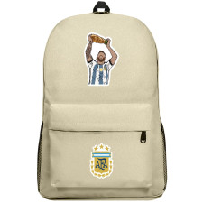 Lionel Messi Backpack SuperPack - Lionel Messi Argentina National Team Holding Trophy Minimalist Art