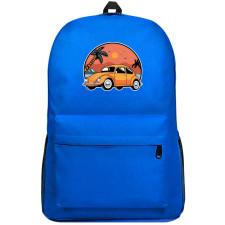 Volkswagen Backpack SuperPack - Volkswagen Beetle Orange Car On Beach Illustration Sticker