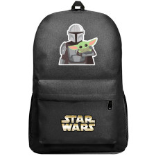 Star Wars Mandalorian Backpack SuperPack - Mandalorian Holding Baby Yoda Illustration