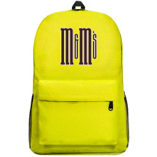 M&Ms Backpack SuperPack - M&Ms Logo Redesigns On Yellow Background