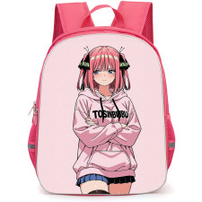 The Quintessential Quintuplets Nino Nakano Backpack School Bag StudentPack - Nino Nakano Wear Light Pink Hoodie Artwork