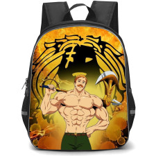 The Seven Deadly Sins Escanor Backpack Student Pack - Escanor Portrait Logo On Sun Background