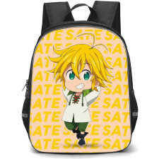 The Seven Deadly Sins Meliodas Backpack Student Pack - Meliodas Portrait Chibi Art Pattern Background