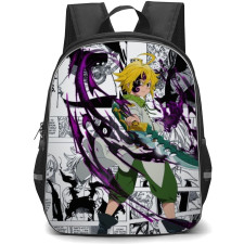 The Seven Deadly Sins Meliodas Backpack Student Pack - Meliodas Sword Fierce Portrait Manga Background