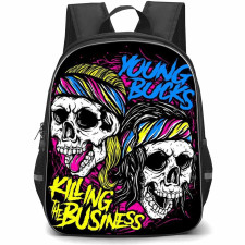 AEW Young Buck Backpack StudentPack - Young Buck Killing The Business Double Skull Graphic Art