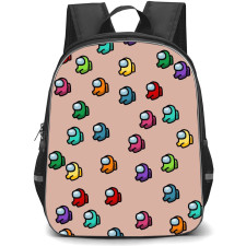 Among Us Backpack StudentPack - Among Us Pattern Art On Rose Background