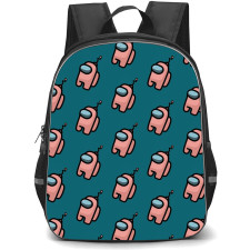 Among Us Pink Backpack StudentPack - Pink Pattern Art On Cyan Background