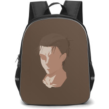 Attack On Titan Eren Backpack StudentPack - Attack on Titan Eren Portrait Minimalist Art On Brown Background