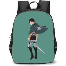 Attack On Titan Eren Backpack StudentPack - Attack on Titan Eren Portrait Minimalist Art On Green Background