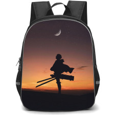Attack On Titan Eren Backpack StudentPack - Attack on Titan Eren Standing Silhouette On Sunset Background
