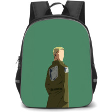 Attack On Titan Eren Backpack StudentPack - Attack on Titan Eren Standing Back Minimalist Art On Green Background