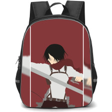 Attack On Titan Mikasa Backpack StudentPack - Attack on Titan Mikasa Standing Minimalist Art On Background
