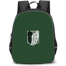Attack On Titan Backpack StudentPack - Attack on Titan Scouting Legion Logo On Green Background