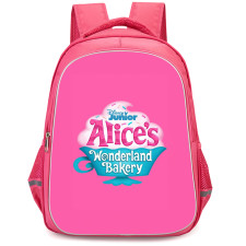 Alice's Wonderland Bakery Backpack StudentPack - Alice's Wonderland Bakery Logo On Light Pink Background