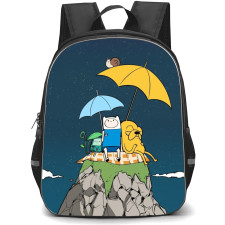 Adventure Time Finn The Human School Backpack StudentPack - Finn, Jake And BMO Sitting On Mountain