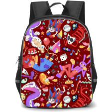 The Amazing Digital Circus Backpack StudentPack - Pattern Art Maroon Background