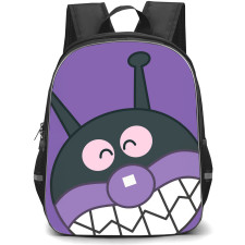 Anpanman Baikinman Backpack StudentPack - Baikinman Face On Purple Background