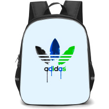 Adidas Backpack School Bag StudentPack - Adidas Logo In Black Blue Green Dripping Paint On White Background