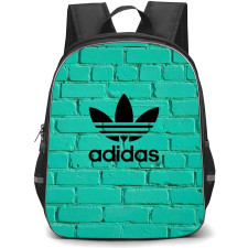Adidas Backpack School Bag StudentPack - Adidas Logo On Dark Teal Brick Wall Background