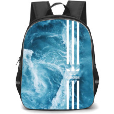Adidas Backpack School Bag StudentPack - Adidas With Three Stripe On Ocean Wave Background