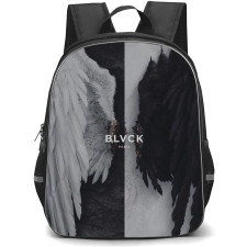 Blvck Paris Backpack StudentPack - Blvck Paris Logo On Grayscale Angel Wings Background