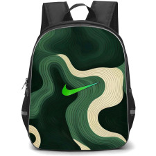 Nike Backpack School Bag StudentPack - Nike Logo On Abstract Pattern With Green Wavy Lines Background