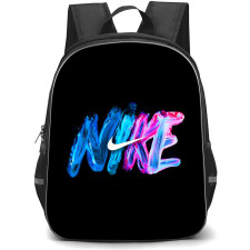 Nike Backpack School Bag StudentPack - Nike Logo With Blue And Pink Paint Brush Effect On Black Background
