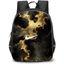 Nike Backpack School Bag StudentPack - Nike Logo On Black And Gold Abstract Marble Background