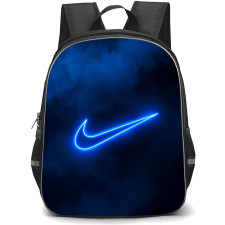 Nike Backpack School Bag StudentPack - Nike Blue Neon Logo On Dark Blue Background