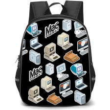 Apple Mac Backpack School Bag StudentPack - Macintosh Computer Designs Illustrated Collage