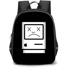 Apple Mac Backpack School Bag StudentPack - Sad Mac Illustration On Black Background