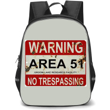 Area 51 Backpack StudentPack -Warning No Trespassing