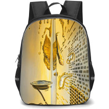 Salvador Dali Backpack School Bag StudentPack - Salvador Dali The Corpuscular Persistence of Memory Golden Surreal Poster