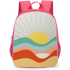 Casely Art Pattern School Backpack StudentPack - Casely Here Comes The Sun Cute Colorblock Sunset Poster