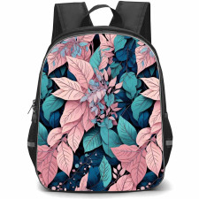 Floral Pattern Art School Backpack StudentPack - Floral Pattern Blue And Pink Leaves Poster