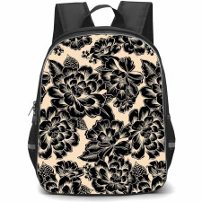 Floral Pattern Art School Backpack StudentPack - Floral Pattern Monochrome Blossoms Poster