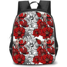 Floral Pattern Art School Backpack StudentPack - Floral Pattern Red Peonies Art Poster