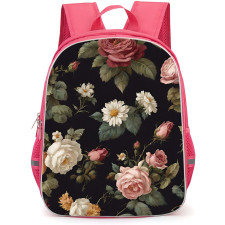 Floral Pattern Art School Backpack StudentPack - Floral Pattern Vintage Flowers Dark Background