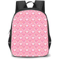 Heart Pattern School Backpack StudentPack - Heart Pattern Pink Heartr in Squares Poster