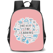 Art Pattern Backpack StudentPack - Never Stop Learning Blue Water Color