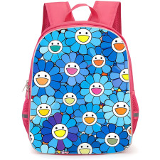 Takashi Murakami Backpack School Bag StudentPack - Takashi Murakami Blue Smiling Flower Pattern Art Poster