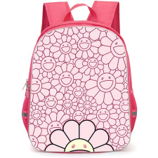 Takashi Murakami Backpack School Bag StudentPack - Takashi Murakami Pink Smiling Flower Pattern Art Poster