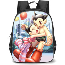 Astro Boy Backpack StudentPack - Astro Boy Uran Hugging Balloons And City Background