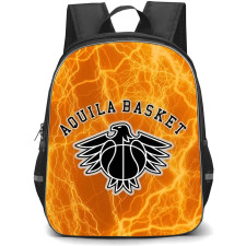 Aquila Basket Trento Backpack School Bag StudentPack - Aquila Basket Trento Logo On Hot Orange Lightning Background