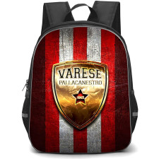 Pallacanestro Varese Backpack School Bag StudentPack - Pallacanestro Varese Gold Metal Logo On Red Silver Background